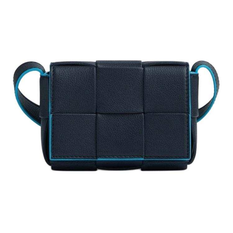 Bottega Veneta CASSETTE Calfskin Shoulder Bag Men's Dark Blue