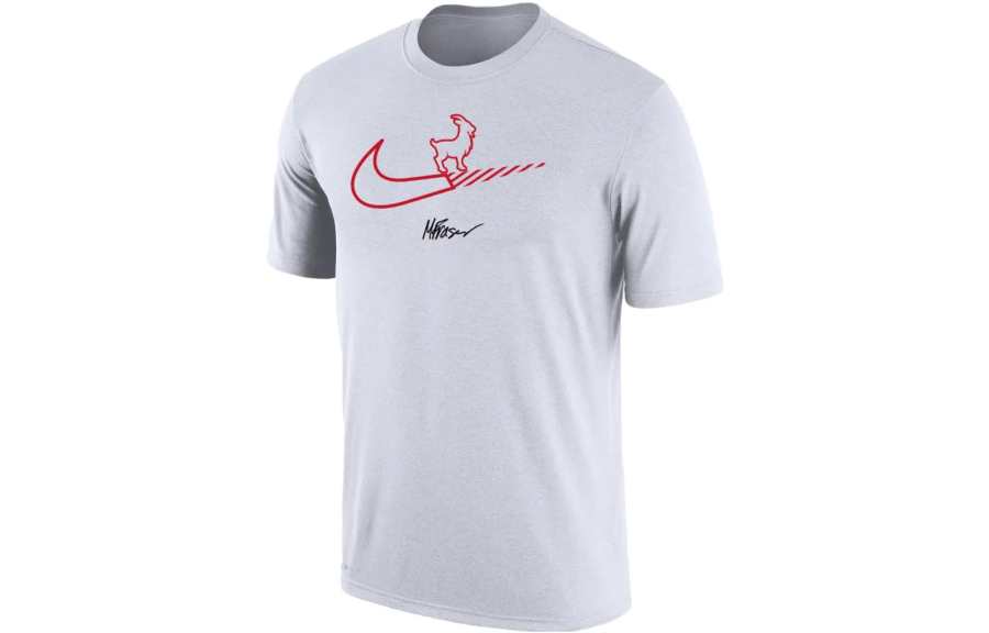Nike Nike T Shirts Men's White Gray Crew Neck Moderate Straight Fit