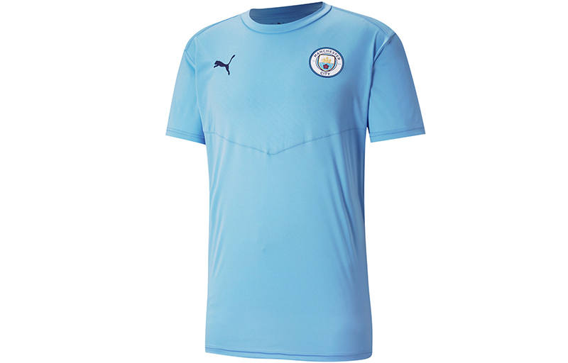 PUMA T Shirts Men's Light Blue Crew Neck Moderate Straight Fit