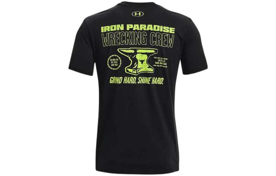 Under Armour Project T Shirts Men's Black Crew Neck Moderate Straight Fit