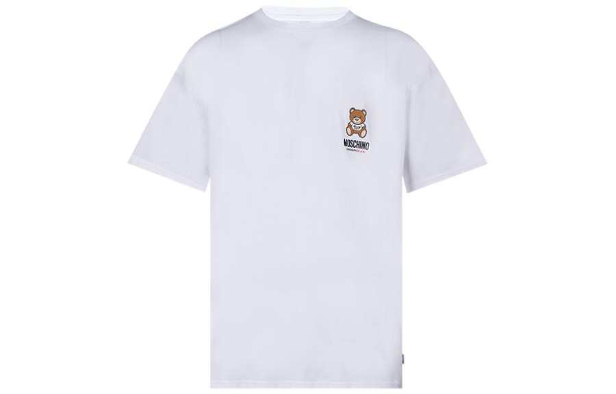 MOSCHINO T Shirts Men's White Crew Neck Moderate Straight Fit