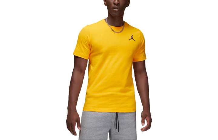 Jordan Jordan T Shirts Men's Yellow Crew Neck Moderate Straight Fit
