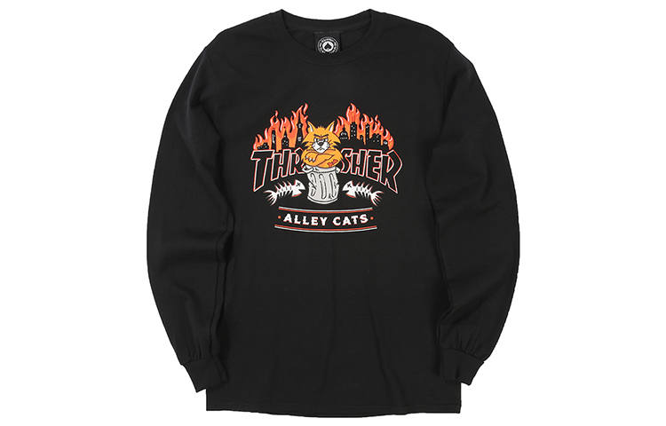 Thrasher T Shirts Unisex Black Crew Neck Moderate Straight Fit