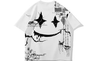SANSYAS T Shirts Unisex White Crew Neck Moderate Straight Fit