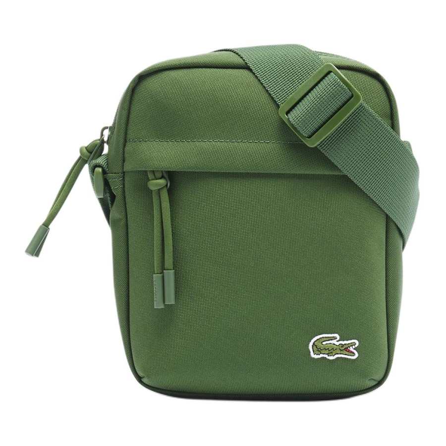 LACOSTE Fabric Shoulder Bag, Crossbody Bag Medium Unisex Green