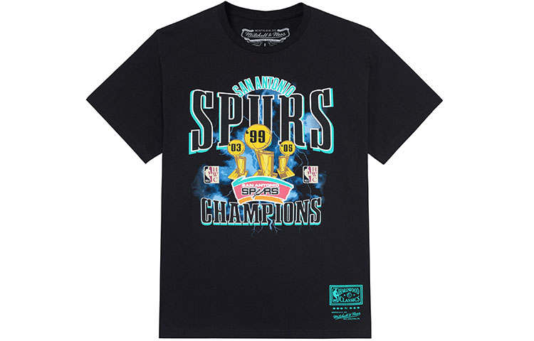 Mitchell Ness T Shirts Unisex Black Crew Neck Moderate Straight Fit