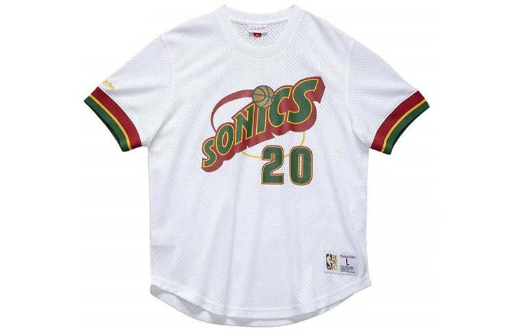 Mitchell Ness T Shirts Men's White Crew Neck Moderate Straight Fit