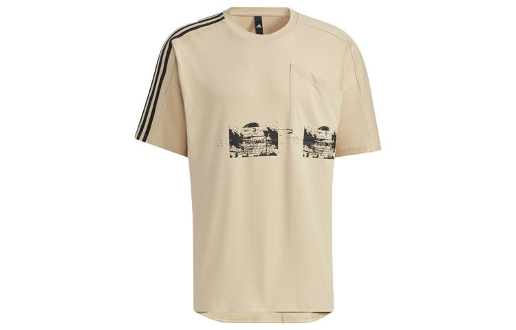 Adidas Adidas T Shirts Men's Beige Crew Neck Moderate Straight Fit