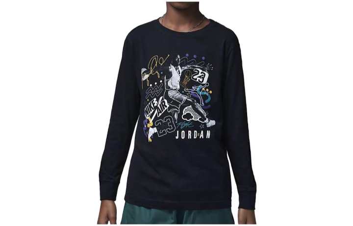 Jordan Jordan T Shirts Kids Black Crew Neck Moderate Straight Fit