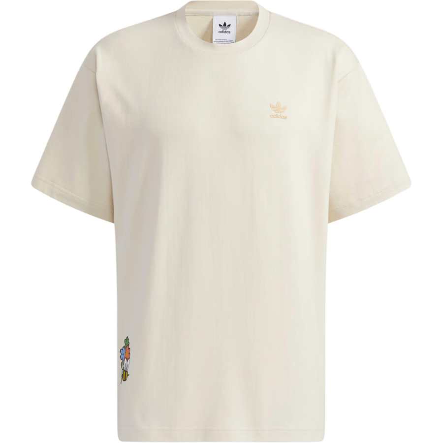 Adidas Originals T Shirts Men's Khaki Crew Neck Moderate Straight Fit
