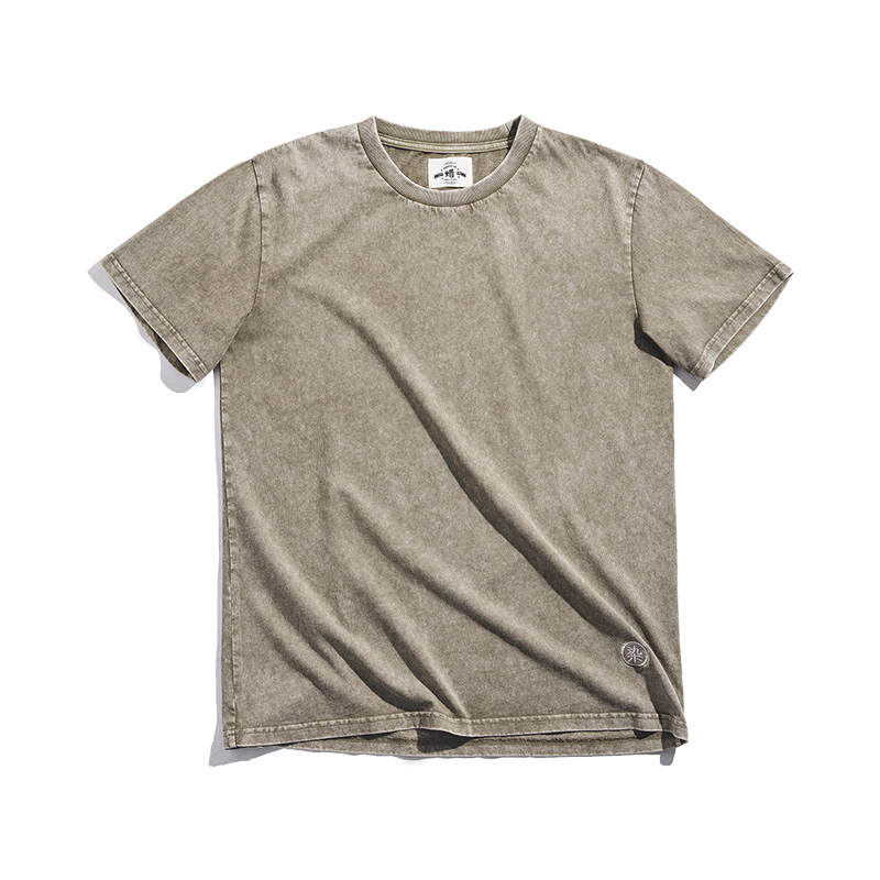 MADEN T Shirts Men's Dark Khaki Crew Neck Moderate Straight Fit