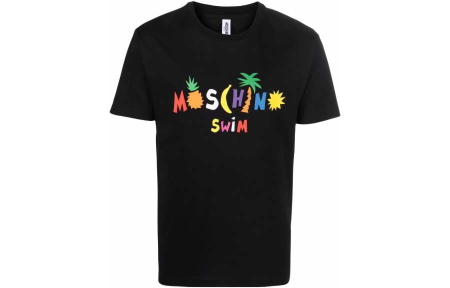 MOSCHINO T Shirts Men's Black Crew Neck Moderate Straight Fit