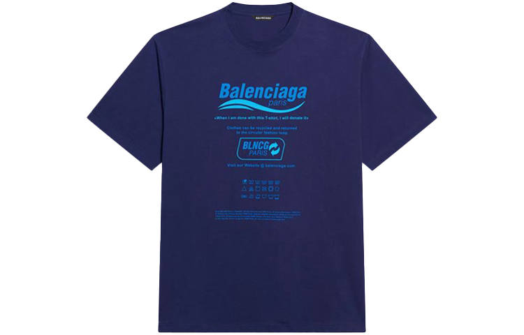 Balenciaga T Shirt Regular Fit Men's Dark Blue