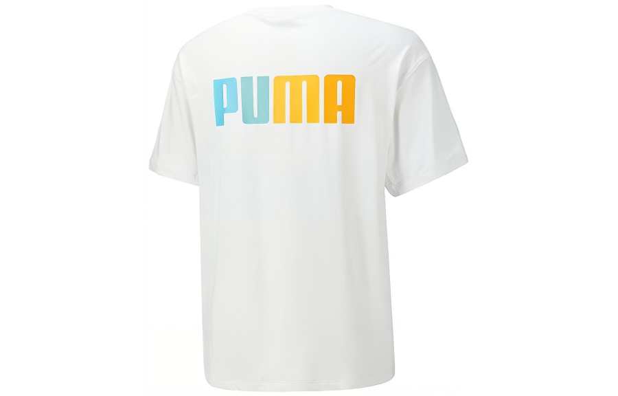 PUMA T Shirts Unisex White Crew Neck Moderate Straight Fit