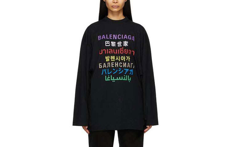Balenciaga Languages X Large Fit Longsleeve T Shirt