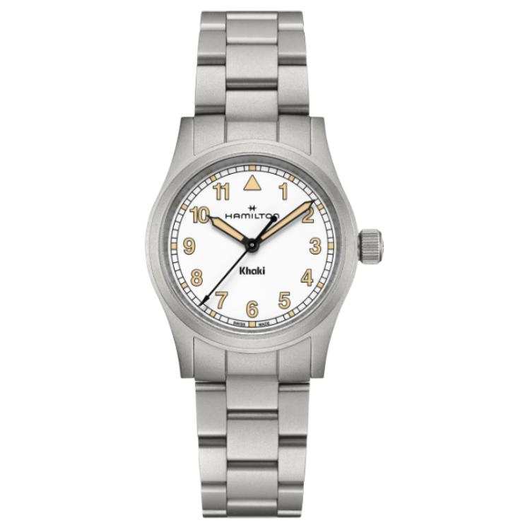 HAMILTON Khaki Field Series Quartz Movement 50m Waterproof Women's Watch 33mm White Dial