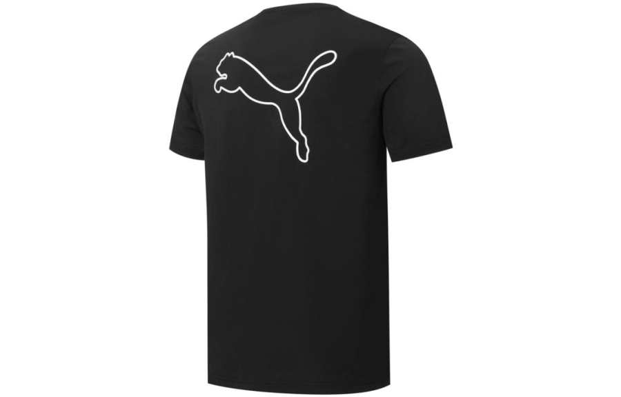 PUMA T Shirts Unisex Black Crew Neck Moderate Straight Fit