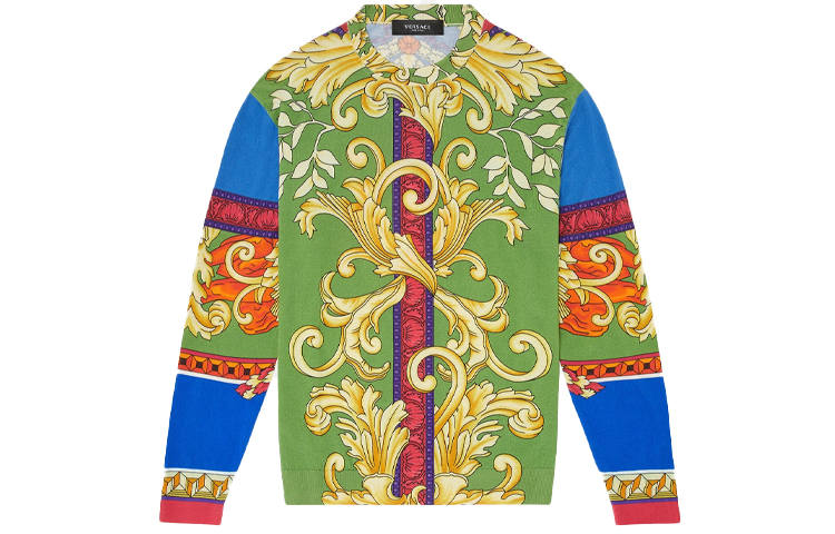 VERSACE T Shirts Men's Green Crew Neck Moderate Straight Fit