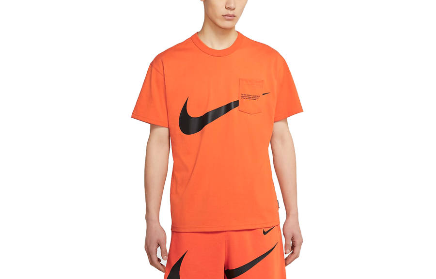 Nike Nike T Shirts Men's Orange Crew Neck Moderate Straight Fit
