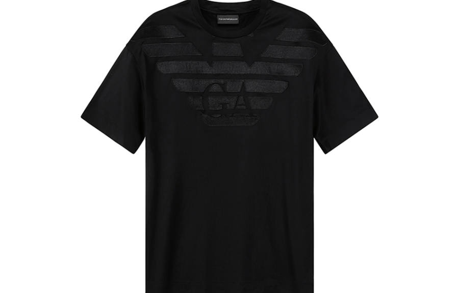 EMPORIO ARMANI SS23 Drop Shoulder Sleeve T-Shirt Men's Black