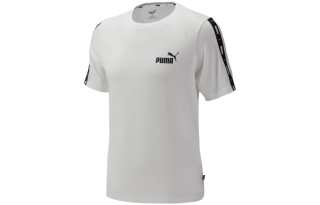 PUMA T Shirts Men's White Crew Neck Moderate Straight Fit