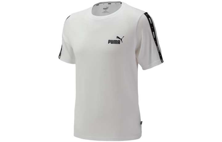 PUMA PUMA T Shirts Men's White Crew Neck Moderate Straight Fit
