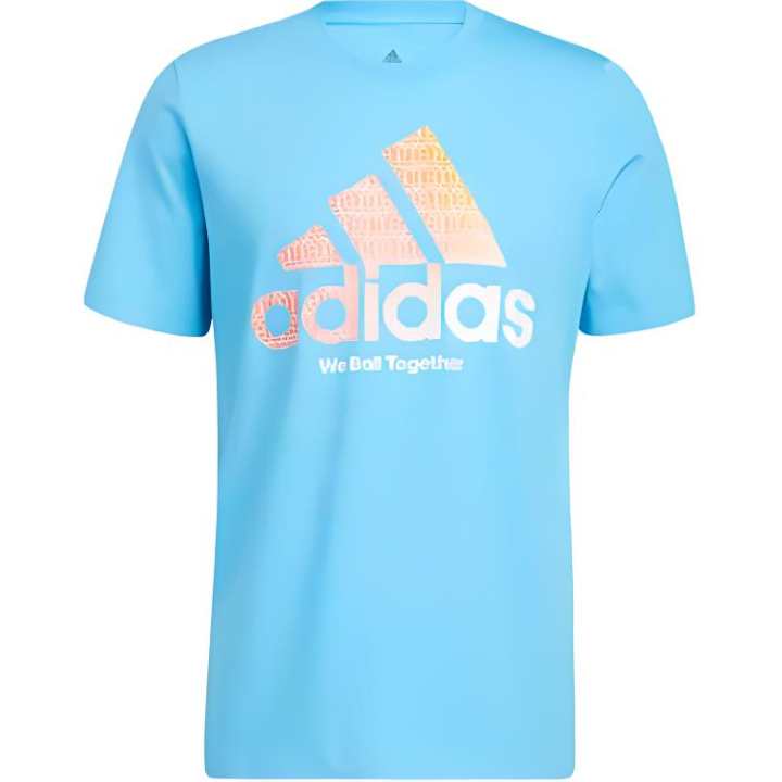 Adidas Adidas T Shirts Men's Sky Blue Crew Neck Moderate Straight Fit