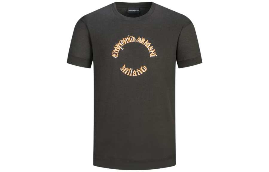 EMPORIO ARMANI T Shirts Men's Dark Gray Crew Neck Moderate Straight Fit