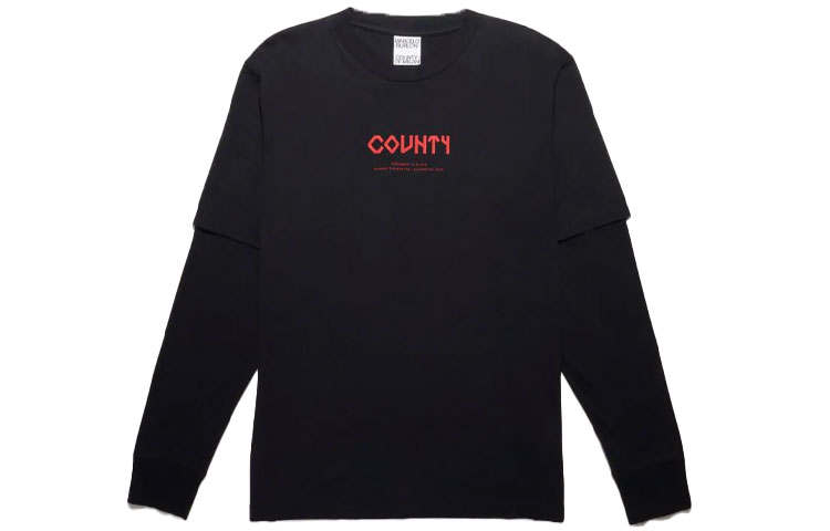 Marcelo Burlon T Shirts Men's Black Crew Neck Moderate Mock Two Piece