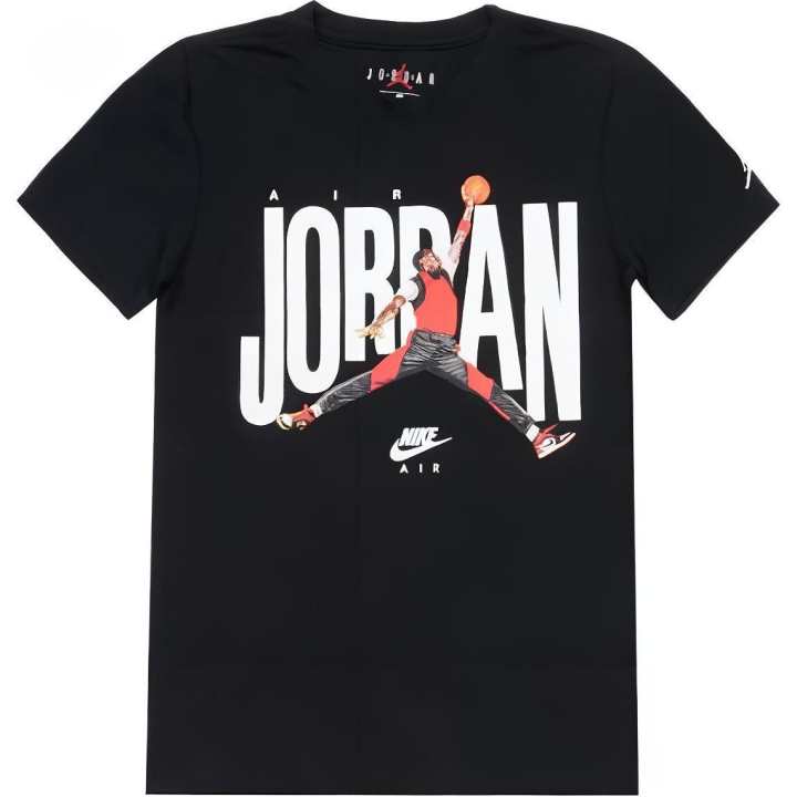 Jordan Jordan T Shirts Men's Black Crew Neck Moderate Straight Fit