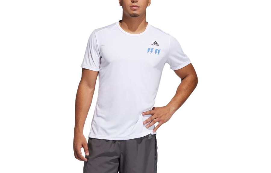 Adidas Adidas T Shirts Men's White Crew Neck Moderate Straight Fit