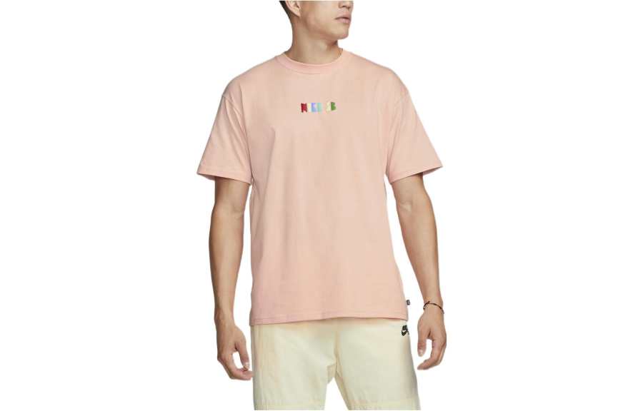 Nike Nike T Shirts Men's Orange Pink Crew Neck Moderate Straight Fit