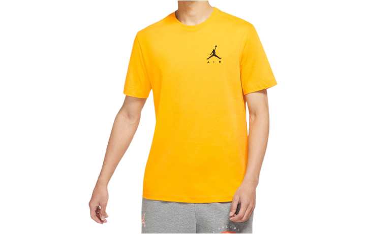 Jordan Jordan T Shirts Men's Yellow Crew Neck Moderate Straight Fit