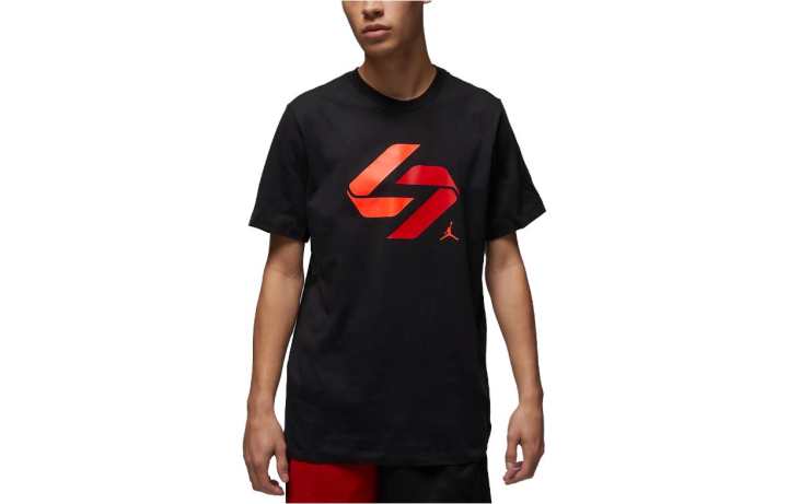 Jordan Jordan T Shirts Men's Black Crew Neck Moderate Straight Fit