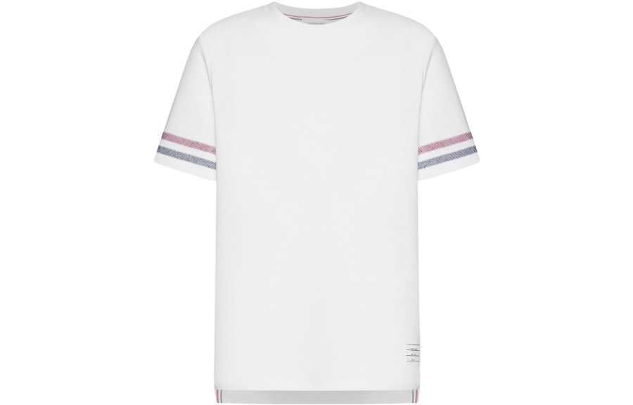 THOM BROWNE T Shirts Men's White Crew Neck Moderate Straight Fit