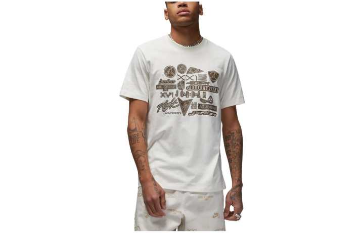Jordan Jordan T Shirts Men's Ivory White Crew Neck Moderate Straight Fit