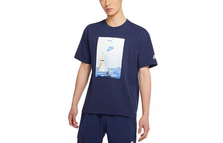 Nike Nike T Shirts Men's Navy Blue Crew Neck Moderate Straight Fit