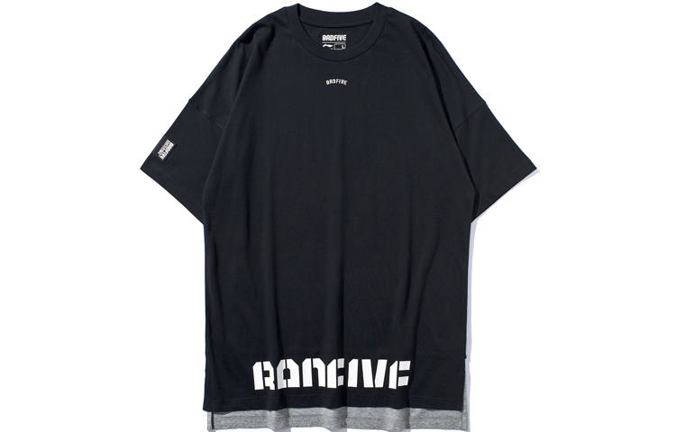 Li-Ning Li Ning T Shirts Unisex Black Crew Neck Moderate Straight Fit