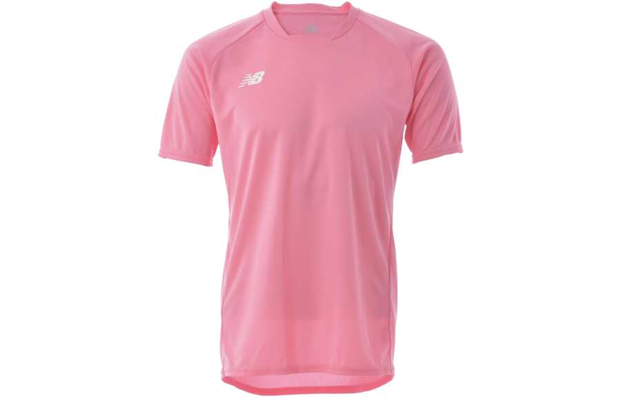 New Balance New Balance T Shirts Men's Pink Crew Neck Moderate Straight Fit