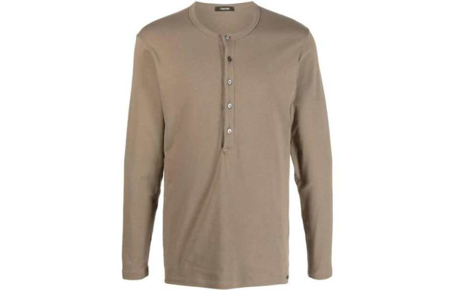 TOM FORD T Shirts Men's Brown Crew Neck Moderate Straight Fit