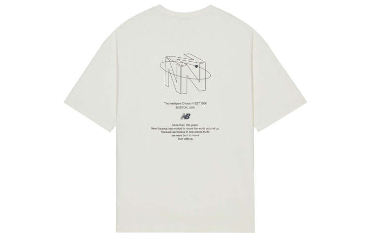 New Balance New Balance T Shirts Men's White Crew Neck Moderate Straight Fit