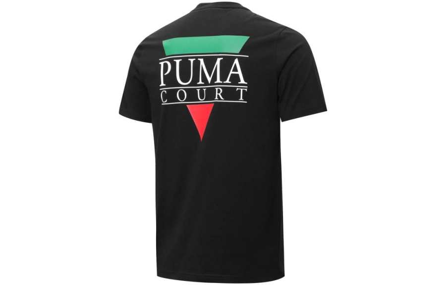 PUMA T Shirts Men's Black Crew Neck Moderate