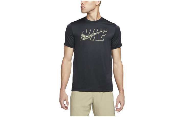 Nike Nike T Shirts Men's Pure Black Crew Neck Moderate Straight Fit