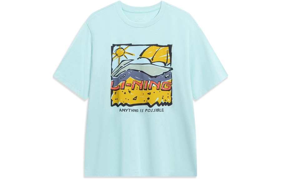 Li-Ning Li Ning Drop Shoulder Sleeve T Shirt Unisex Blue