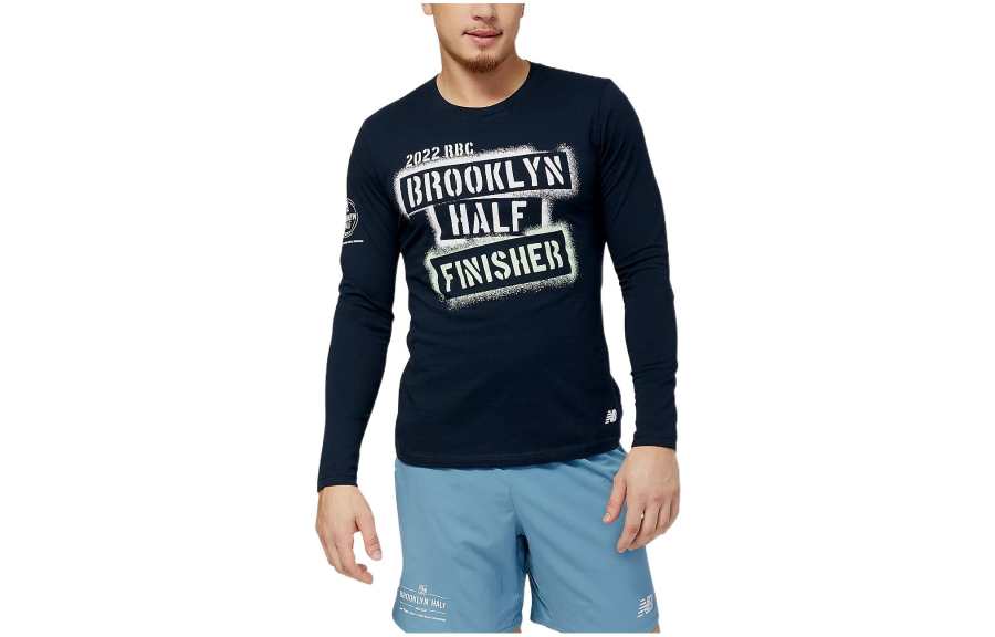 New Balance New Balance RBC Brooklyn Half T Shirts Men's Navy Blue Crew Neck Moderate