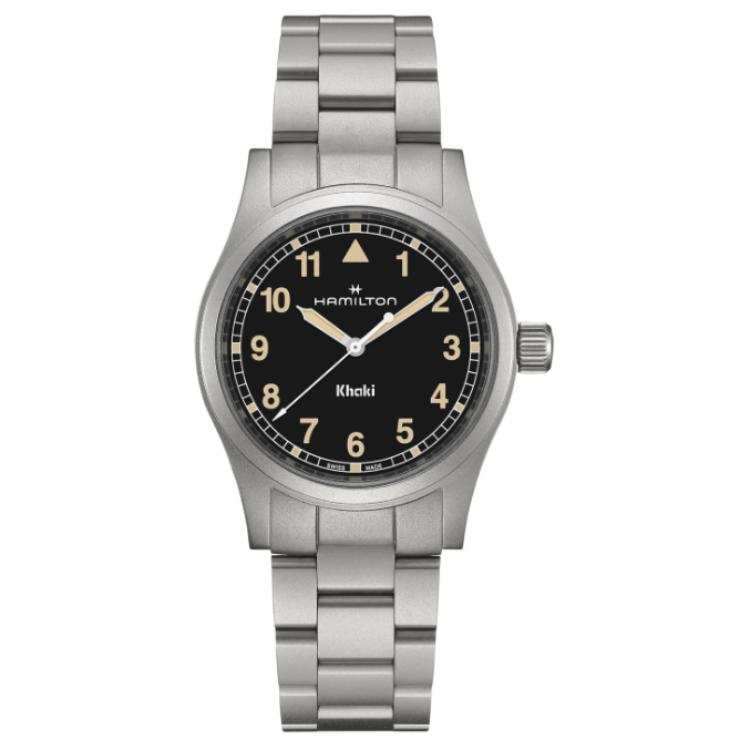 HAMILTON Khaki Field Series Quartz Movement Unisex Watch 38mm Black Dial Stainless Steel Watchband