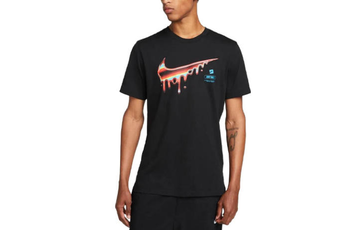 Nike Nike T Shirts Men's Black Crew Neck Moderate Straight Fit
