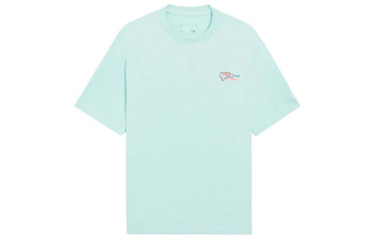 Li-Ning Li Ning Sports Trendy Collection T Shirts Men's Eggshell Blue Crew Neck Moderate Straight Fit