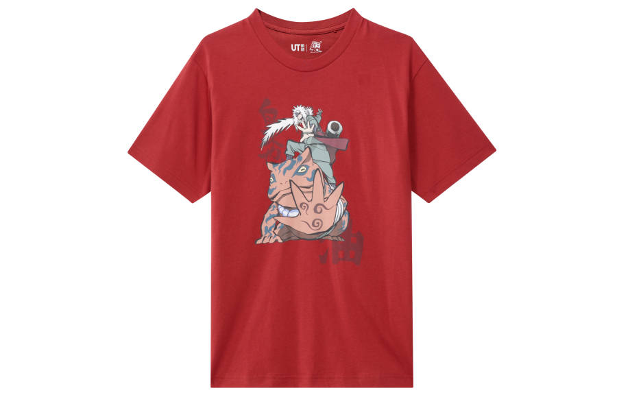 UNIQLO X Naruto SS23 T Shirts Unisex Red Crew Neck Moderate Straight Fit