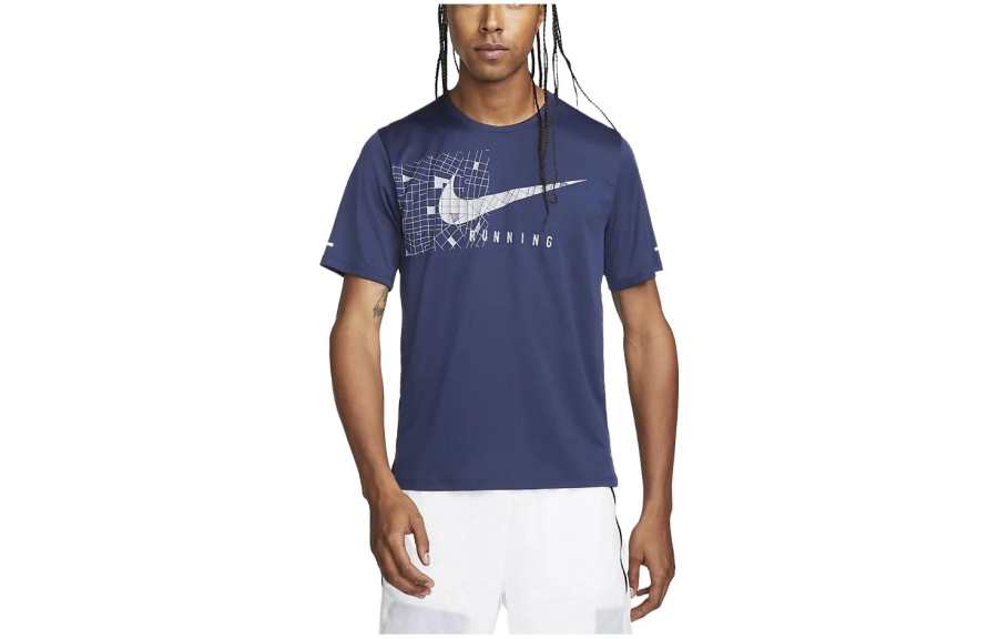 Nike Nike T Shirts Men's Marine Blue Crew Neck Moderate Straight Fit